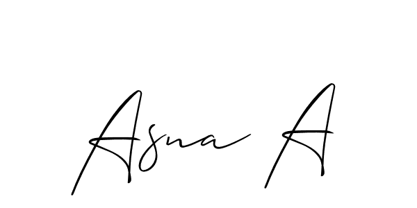 Also we have Asna A name is the best signature style. Create professional handwritten signature collection using Allison_Script autograph style. Asna A signature style 2 images and pictures png