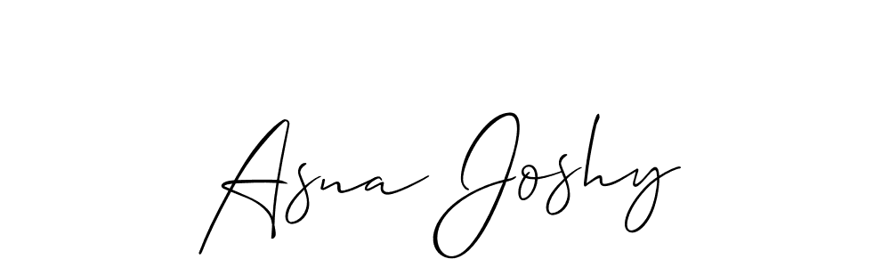 Use a signature maker to create a handwritten signature online. With this signature software, you can design (Allison_Script) your own signature for name Asna Joshy. Asna Joshy signature style 2 images and pictures png