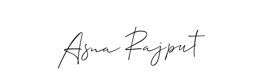 Design your own signature with our free online signature maker. With this signature software, you can create a handwritten (Allison_Script) signature for name Asna Rajput. Asna Rajput signature style 2 images and pictures png