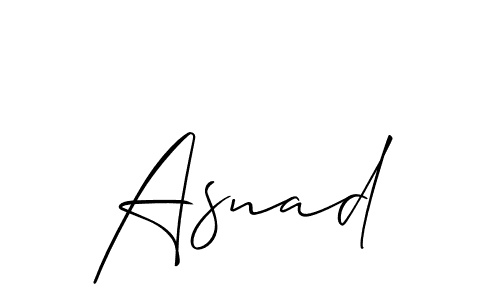 Create a beautiful signature design for name Asnad. With this signature (Allison_Script) fonts, you can make a handwritten signature for free. Asnad signature style 2 images and pictures png
