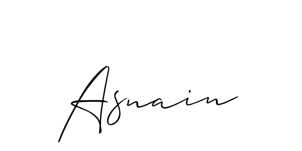 Best and Professional Signature Style for Asnain. Allison_Script Best Signature Style Collection. Asnain signature style 2 images and pictures png