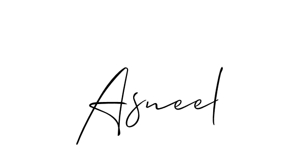 How to Draw Asneel signature style? Allison_Script is a latest design signature styles for name Asneel. Asneel signature style 2 images and pictures png