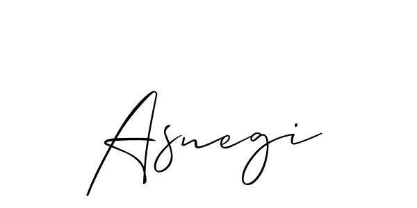 Design your own signature with our free online signature maker. With this signature software, you can create a handwritten (Allison_Script) signature for name Asnegi. Asnegi signature style 2 images and pictures png