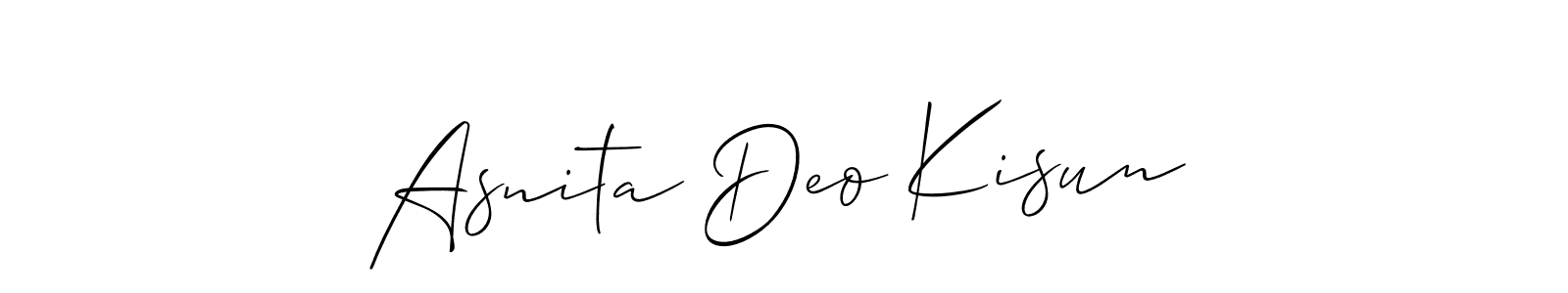 You can use this online signature creator to create a handwritten signature for the name Asnita Deo Kisun. This is the best online autograph maker. Asnita Deo Kisun signature style 2 images and pictures png