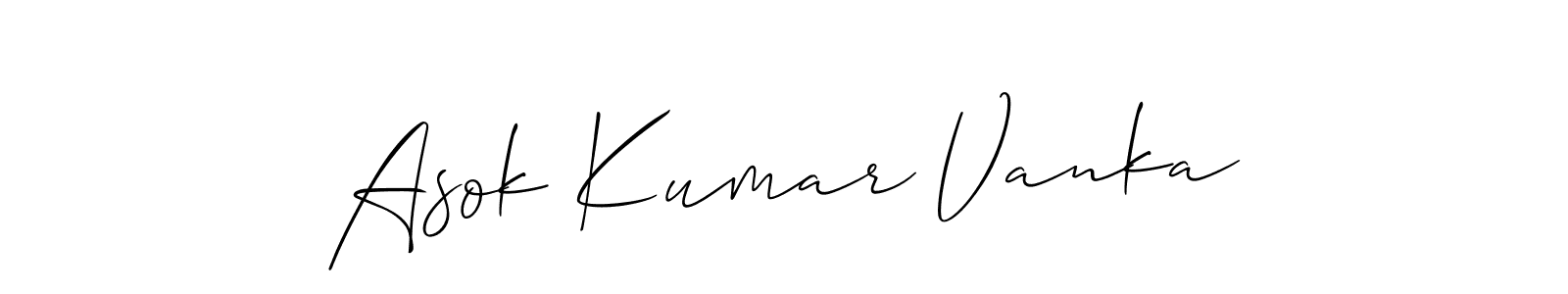 Use a signature maker to create a handwritten signature online. With this signature software, you can design (Allison_Script) your own signature for name Asok Kumar Vanka. Asok Kumar Vanka signature style 2 images and pictures png