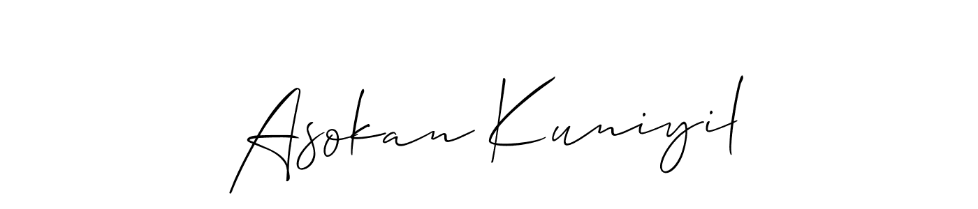 Similarly Allison_Script is the best handwritten signature design. Signature creator online .You can use it as an online autograph creator for name Asokan Kuniyil. Asokan Kuniyil signature style 2 images and pictures png