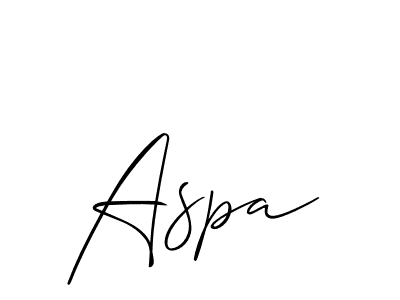 Use a signature maker to create a handwritten signature online. With this signature software, you can design (Allison_Script) your own signature for name Aspa. Aspa signature style 2 images and pictures png