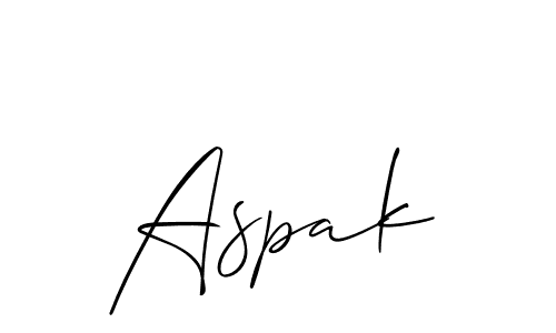 Make a beautiful signature design for name Aspak. With this signature (Allison_Script) style, you can create a handwritten signature for free. Aspak signature style 2 images and pictures png