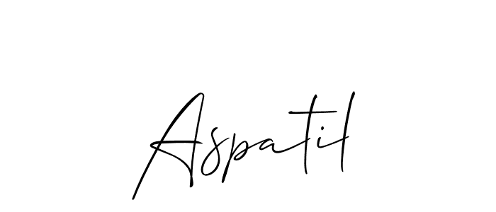 Allison_Script is a professional signature style that is perfect for those who want to add a touch of class to their signature. It is also a great choice for those who want to make their signature more unique. Get Aspatil name to fancy signature for free. Aspatil signature style 2 images and pictures png