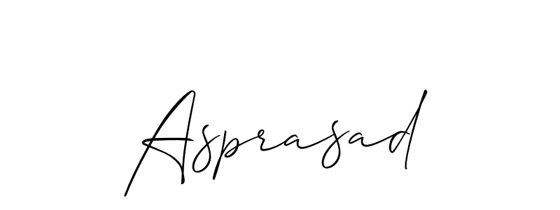 The best way (Allison_Script) to make a short signature is to pick only two or three words in your name. The name Asprasad include a total of six letters. For converting this name. Asprasad signature style 2 images and pictures png