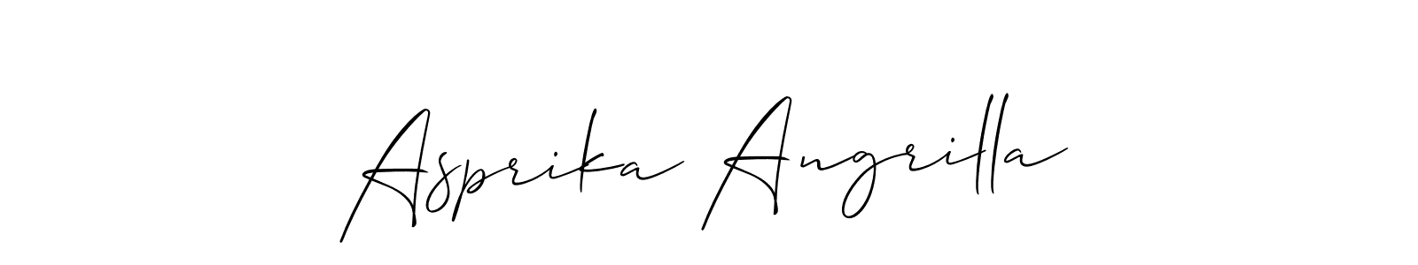 You should practise on your own different ways (Allison_Script) to write your name (Asprika Angrilla) in signature. don't let someone else do it for you. Asprika Angrilla signature style 2 images and pictures png