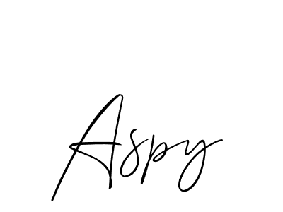 Use a signature maker to create a handwritten signature online. With this signature software, you can design (Allison_Script) your own signature for name Aspy. Aspy signature style 2 images and pictures png
