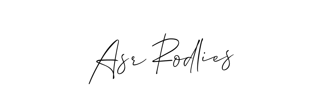 Use a signature maker to create a handwritten signature online. With this signature software, you can design (Allison_Script) your own signature for name Asr Rodlies. Asr Rodlies signature style 2 images and pictures png