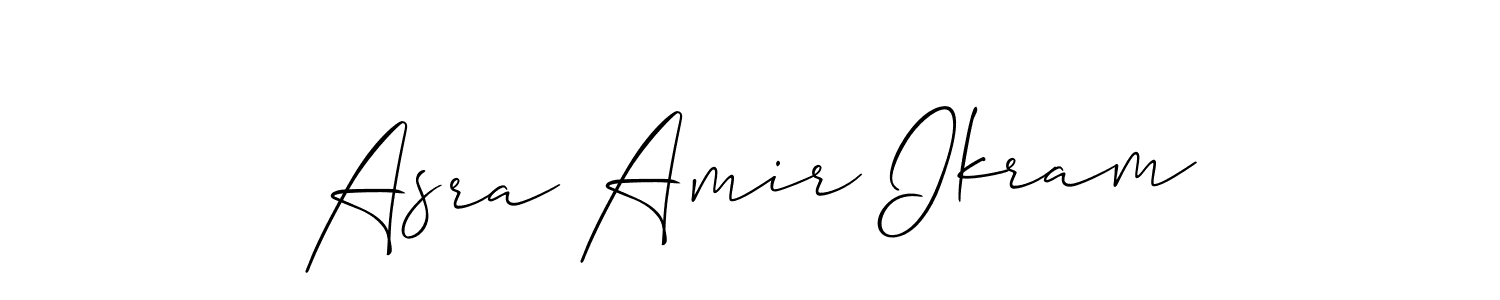 How to make Asra Amir Ikram name signature. Use Allison_Script style for creating short signs online. This is the latest handwritten sign. Asra Amir Ikram signature style 2 images and pictures png