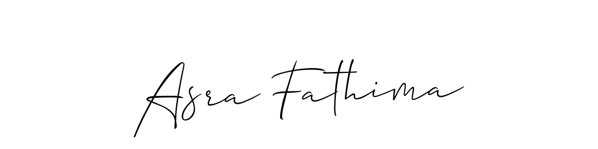 How to make Asra Fathima name signature. Use Allison_Script style for creating short signs online. This is the latest handwritten sign. Asra Fathima signature style 2 images and pictures png