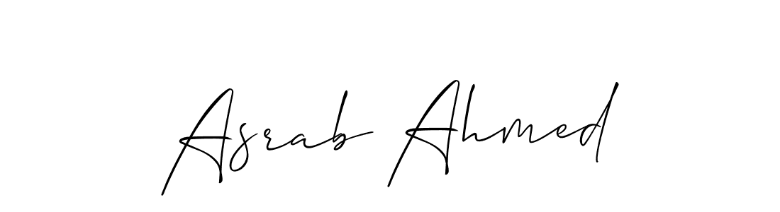 Make a beautiful signature design for name Asrab Ahmed. With this signature (Allison_Script) style, you can create a handwritten signature for free. Asrab Ahmed signature style 2 images and pictures png