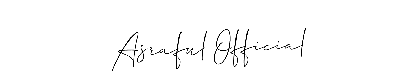 Create a beautiful signature design for name Asraful Official. With this signature (Allison_Script) fonts, you can make a handwritten signature for free. Asraful Official signature style 2 images and pictures png