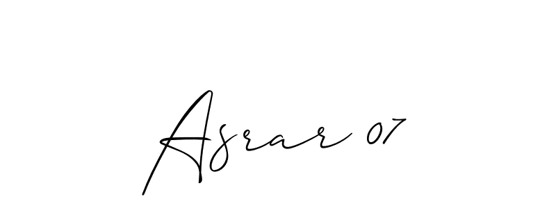 Similarly Allison_Script is the best handwritten signature design. Signature creator online .You can use it as an online autograph creator for name Asrar 07. Asrar 07 signature style 2 images and pictures png