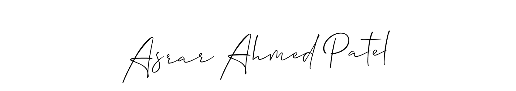 Design your own signature with our free online signature maker. With this signature software, you can create a handwritten (Allison_Script) signature for name Asrar Ahmed Patel. Asrar Ahmed Patel signature style 2 images and pictures png