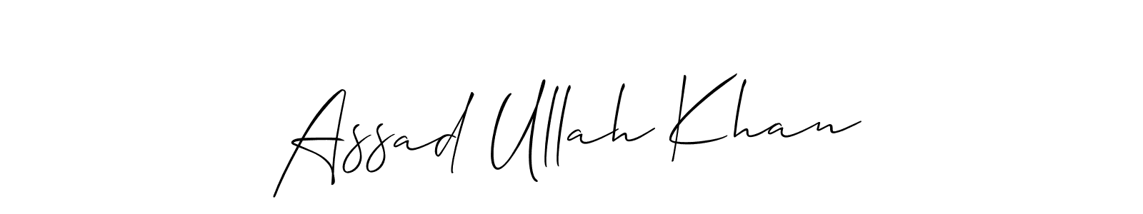 Also You can easily find your signature by using the search form. We will create Assad Ullah Khan name handwritten signature images for you free of cost using Allison_Script sign style. Assad Ullah Khan signature style 2 images and pictures png