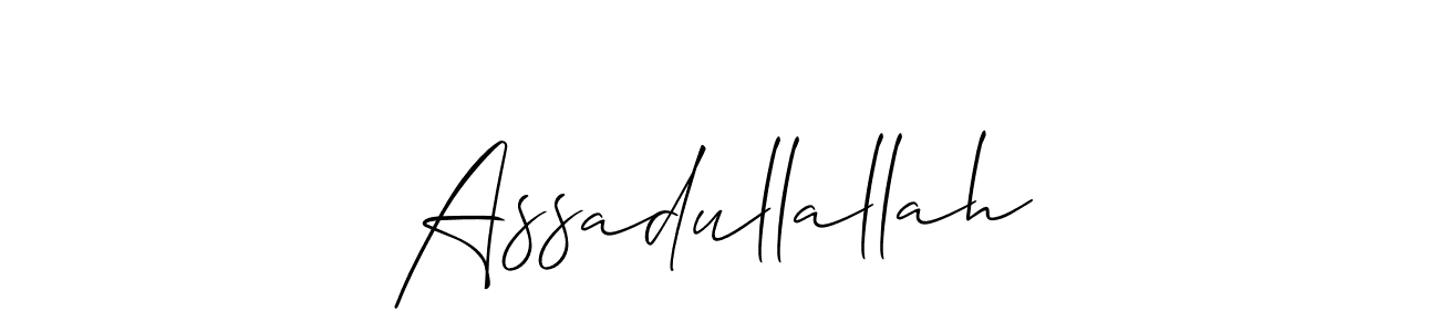 Create a beautiful signature design for name Assadullallah. With this signature (Allison_Script) fonts, you can make a handwritten signature for free. Assadullallah signature style 2 images and pictures png