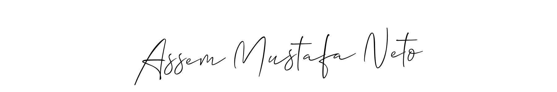 Allison_Script is a professional signature style that is perfect for those who want to add a touch of class to their signature. It is also a great choice for those who want to make their signature more unique. Get Assem Mustafa Neto name to fancy signature for free. Assem Mustafa Neto signature style 2 images and pictures png