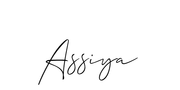 Make a beautiful signature design for name Assiya. With this signature (Allison_Script) style, you can create a handwritten signature for free. Assiya signature style 2 images and pictures png