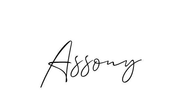 Also You can easily find your signature by using the search form. We will create Assony name handwritten signature images for you free of cost using Allison_Script sign style. Assony signature style 2 images and pictures png