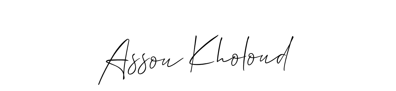 Check out images of Autograph of Assou Kholoud name. Actor Assou Kholoud Signature Style. Allison_Script is a professional sign style online. Assou Kholoud signature style 2 images and pictures png