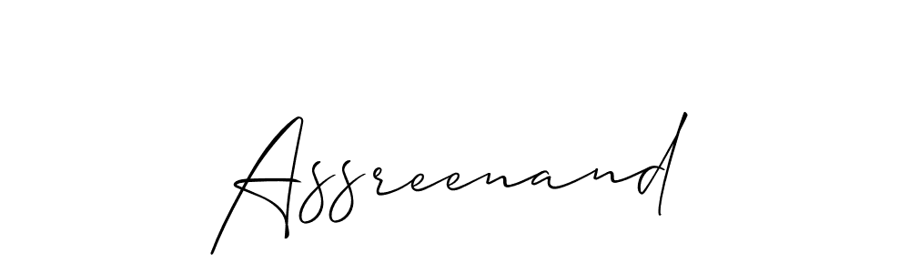 Create a beautiful signature design for name Assreenand. With this signature (Allison_Script) fonts, you can make a handwritten signature for free. Assreenand signature style 2 images and pictures png