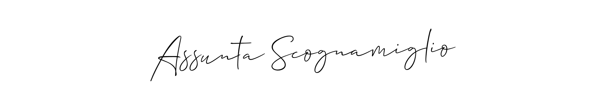 Make a short Assunta Scognamiglio signature style. Manage your documents anywhere anytime using Allison_Script. Create and add eSignatures, submit forms, share and send files easily. Assunta Scognamiglio signature style 2 images and pictures png