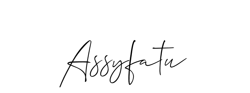 Also You can easily find your signature by using the search form. We will create Assyfatu name handwritten signature images for you free of cost using Allison_Script sign style. Assyfatu signature style 2 images and pictures png