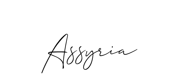 Make a beautiful signature design for name Assyria. With this signature (Allison_Script) style, you can create a handwritten signature for free. Assyria signature style 2 images and pictures png