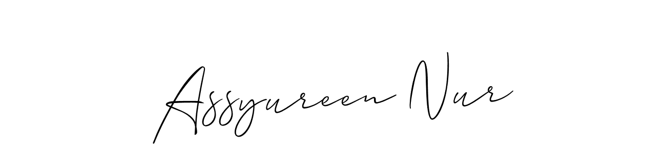 Make a beautiful signature design for name Assyureen Nur. With this signature (Allison_Script) style, you can create a handwritten signature for free. Assyureen Nur signature style 2 images and pictures png