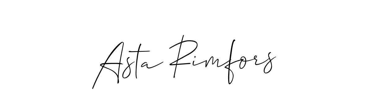 Similarly Allison_Script is the best handwritten signature design. Signature creator online .You can use it as an online autograph creator for name Asta Rimfors. Asta Rimfors signature style 2 images and pictures png