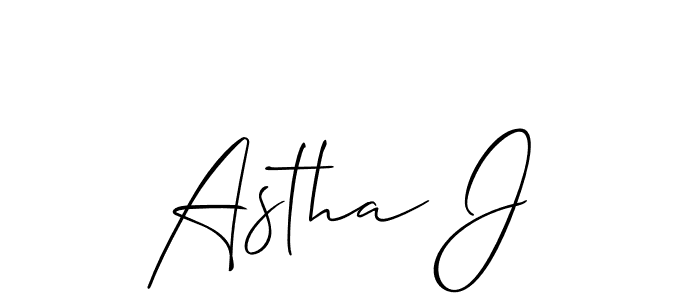 Use a signature maker to create a handwritten signature online. With this signature software, you can design (Allison_Script) your own signature for name Astha J. Astha J signature style 2 images and pictures png