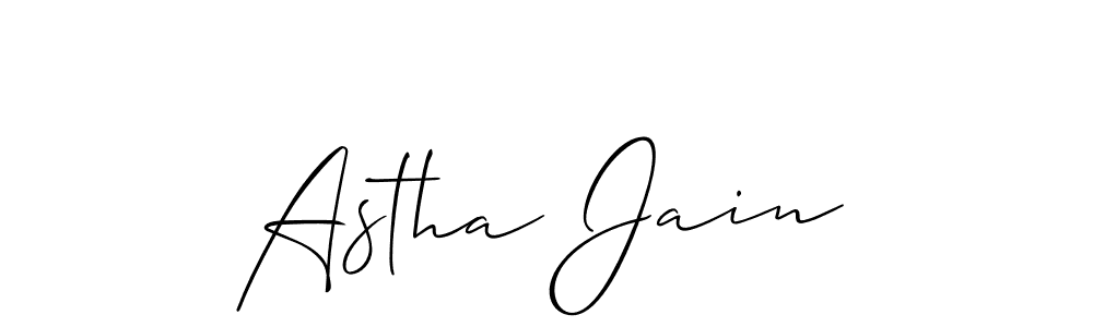 Make a beautiful signature design for name Astha Jain. With this signature (Allison_Script) style, you can create a handwritten signature for free. Astha Jain signature style 2 images and pictures png