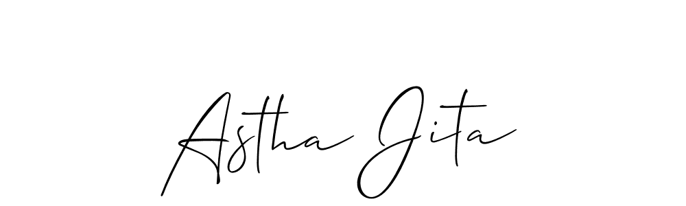 The best way (Allison_Script) to make a short signature is to pick only two or three words in your name. The name Astha Jita include a total of six letters. For converting this name. Astha Jita signature style 2 images and pictures png