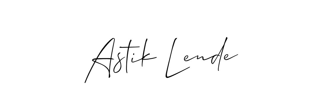 Similarly Allison_Script is the best handwritten signature design. Signature creator online .You can use it as an online autograph creator for name Astik Lende. Astik Lende signature style 2 images and pictures png