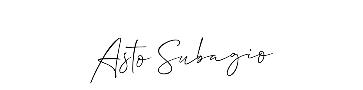 Create a beautiful signature design for name Asto Subagio. With this signature (Allison_Script) fonts, you can make a handwritten signature for free. Asto Subagio signature style 2 images and pictures png