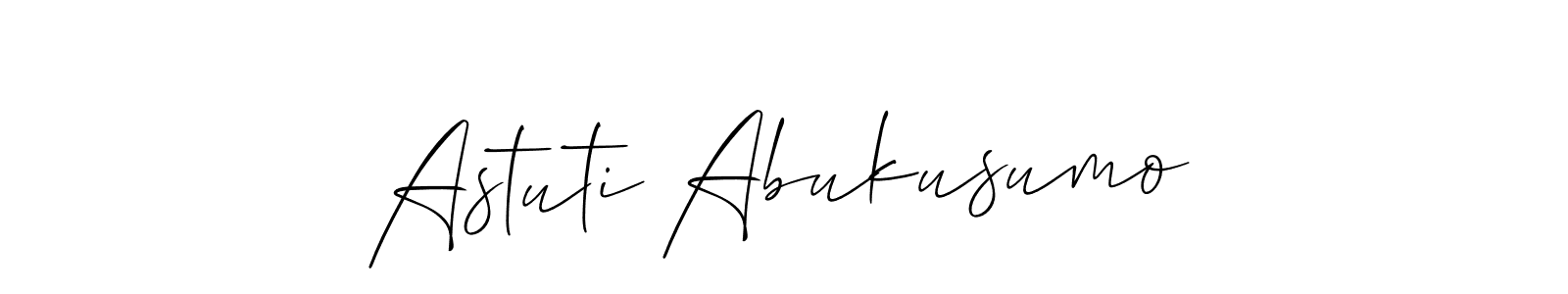 This is the best signature style for the Astuti Abukusumo name. Also you like these signature font (Allison_Script). Mix name signature. Astuti Abukusumo signature style 2 images and pictures png