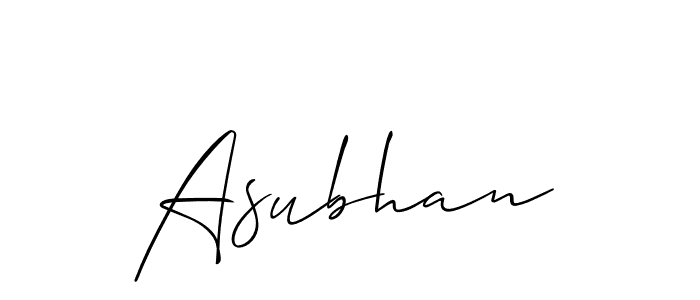 Also You can easily find your signature by using the search form. We will create Asubhan name handwritten signature images for you free of cost using Allison_Script sign style. Asubhan signature style 2 images and pictures png