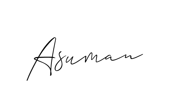 Make a beautiful signature design for name Asuman. With this signature (Allison_Script) style, you can create a handwritten signature for free. Asuman signature style 2 images and pictures png