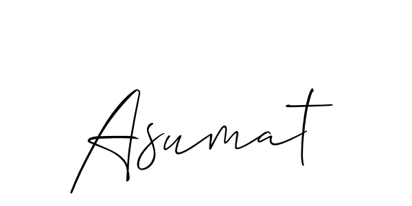 Make a beautiful signature design for name Asumat. With this signature (Allison_Script) style, you can create a handwritten signature for free. Asumat signature style 2 images and pictures png