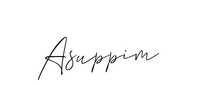 if you are searching for the best signature style for your name Asuppim. so please give up your signature search. here we have designed multiple signature styles  using Allison_Script. Asuppim signature style 2 images and pictures png