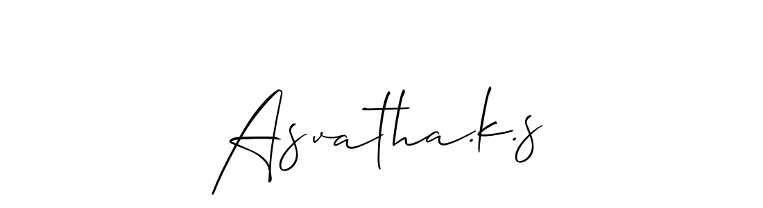 if you are searching for the best signature style for your name Asvatha.k.s. so please give up your signature search. here we have designed multiple signature styles  using Allison_Script. Asvatha.k.s signature style 2 images and pictures png