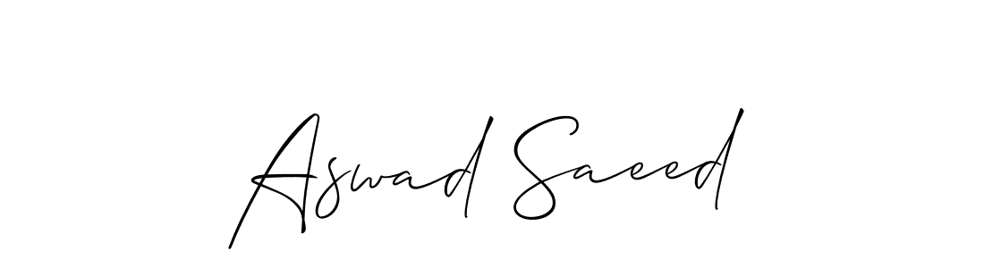 Also we have Aswad Saeed name is the best signature style. Create professional handwritten signature collection using Allison_Script autograph style. Aswad Saeed signature style 2 images and pictures png