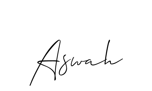 Design your own signature with our free online signature maker. With this signature software, you can create a handwritten (Allison_Script) signature for name Aswah. Aswah signature style 2 images and pictures png