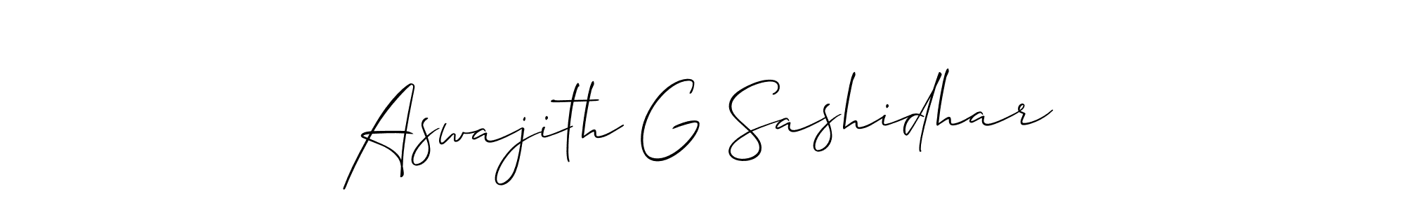 if you are searching for the best signature style for your name Aswajith G Sashidhar. so please give up your signature search. here we have designed multiple signature styles  using Allison_Script. Aswajith G Sashidhar signature style 2 images and pictures png