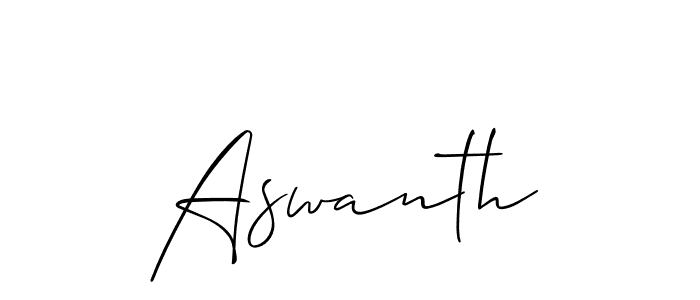Use a signature maker to create a handwritten signature online. With this signature software, you can design (Allison_Script) your own signature for name Aswanth. Aswanth signature style 2 images and pictures png